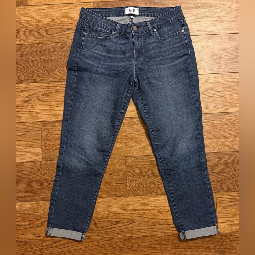 PAIGE Kylie Crop Women’s Cuffed Dark Blue Jeans Size 29 - Picture 2 of 6